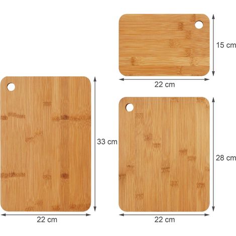 Set di 3 taglieri multiuso da cucina 35 x 25 x 1 cm in bambù naturale 130017667