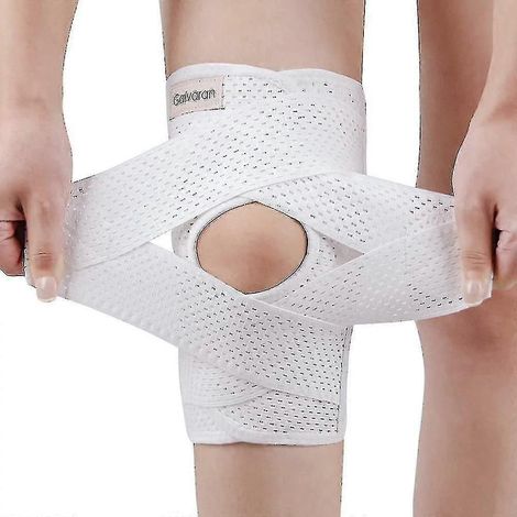 Galvaran Knieorthese mit seitlichen Stabilisatoren zur Rehabilitation nach Meniskusriss, Kreuzband- oder Innenbandruptur oder arthritischen Läsionen atmungsaktiv und verstellbar – weiß – Größe L