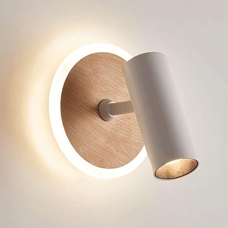 Applique murale effet bois e27 orientable 350° 90° lampe lecture