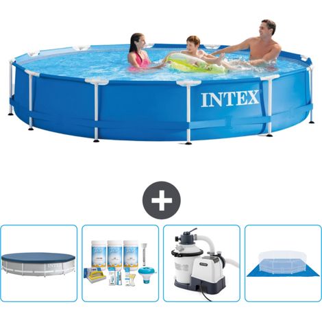 Piscine Intex Cadre Rond - 366 x 76 cm - Bleue - Incluse Accessoire CB59 (1/5)