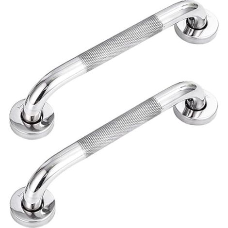 Barres d'appui en acier inoxydable pour salle de bain – avec poignées antidérapantes – pour baignoires, toilettes et salles de bain – 2 pièces de 50 cm (1/5)