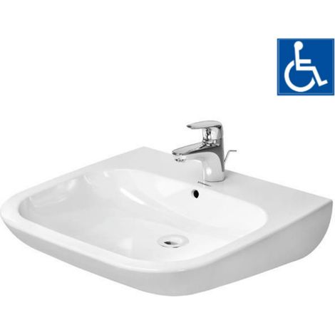 D-Code Waschtisch Vital 600mm mit ÜL, mit HLB, 1 HL, weiß (1/5)
