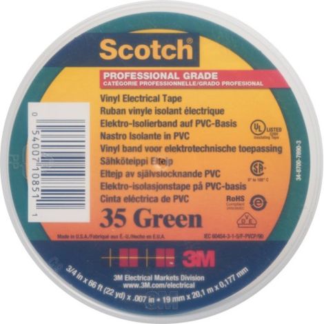 3M Deutschland PVC Elektro-Isolierband 19 mm x 20 m, grün Scotch 35 19x20 gn