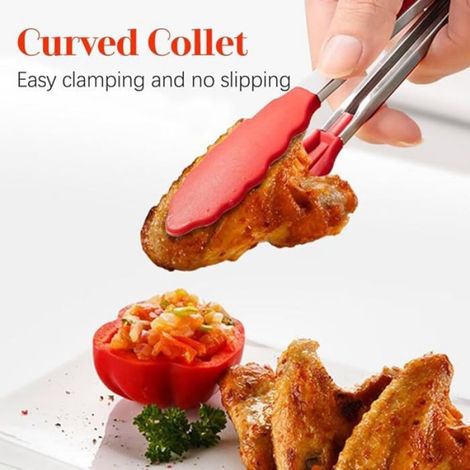 Pince De Cuisine - Silicone Haute Température - Pour Grill Et Cuisinière - Compatible Poêles Antiadhésives - Lot De 2 (1/5)
