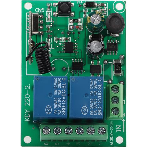 Interrupteur récepteur de relais de commande à distance sans fil FR 433 MHz AC85V-AC220V (2 canaux) (1/5)