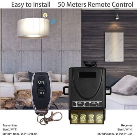 NALOOKAMIC 433Mhz Télécommande sans fil Interrupteur AC 220V 230V 30A Relais Récepteur et 4 émetteurs Radio Control pour pompe à eau légère Appareils électroménagers Irrigation agricole,TRIMEC