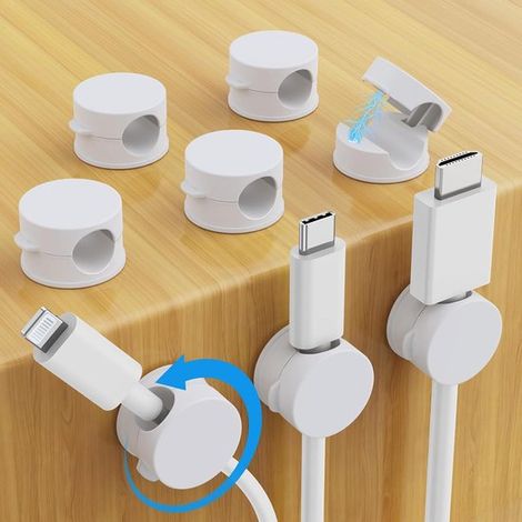 Juego de 10 organizadores magnéticos para cables,22 x 22 x 15 mm,Adecuados para cables de hasta 7,5 mm,Clip para cables y sistema de gestión (1/5)