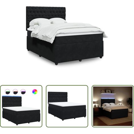 vidaXL Samt - Boxspringbett mit Matratze Schwarz 140x200 cm Samt (1/5)