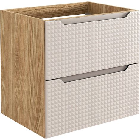 Waschtischunterschrank 60cm Mallory mit 2 Schubladen, Beige und Holzoptik