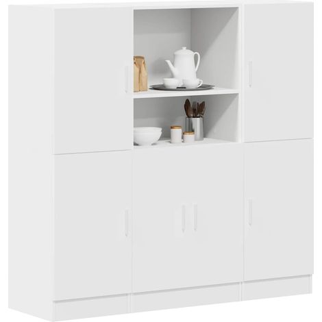 3-tlg. Küchenschrank-Set Weiß Holzwerkstoff