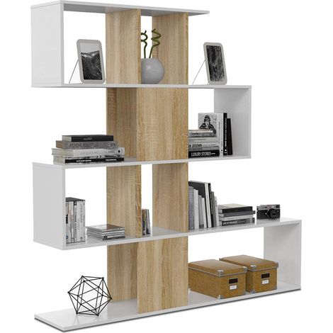 Estanteria Zig Zag en blanco artik y roble canadian 145 cm(alto)145 cm(ancho)29 cm(fondo) . (1/4)