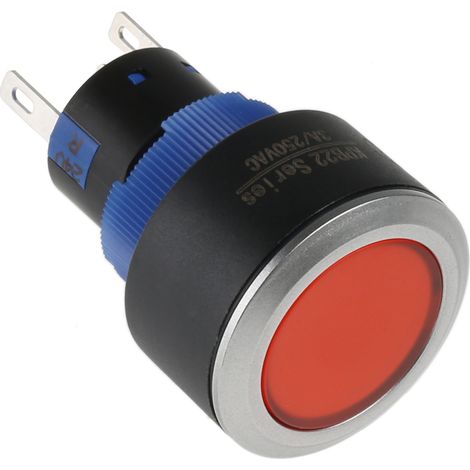 Bouton-poussoir, Momentané lumineux, LED Rouge, Unipolaire à deux directions (1RT), 3 A, 5 A, Rouge, Montage panneau ( Prix pour Paquet de 1 )