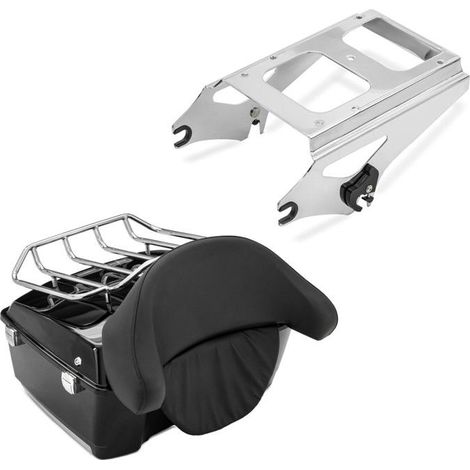Top Case compatible avec Harley Davidson Touring 97-13 Large avec grille + Support de Montage compatible avec bagages