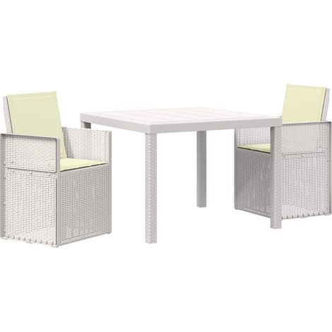 Garten Essgruppe 3 stk. Weiß und Creme PP vidaXL (1/5)