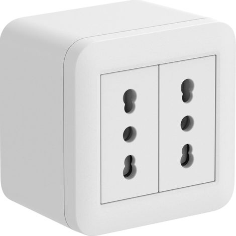 Scatola da superficie bianca prese bivalenti 68x68x48 electraline fixa - 60473