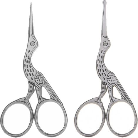 Ciseaux De Couture - Acier Inoxydable - Forme Cigogne - Pour Broderie Et Loisirs Créatifs - Lot De 2 (1/5)