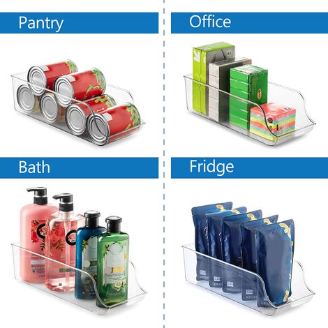 Organisateur de réfrigérateur avec bacs de rangement, distributeur de canettes et étagère de rangement pour aliments et boissons, pour réfrigérateur et placards de cuisine. (1/5)