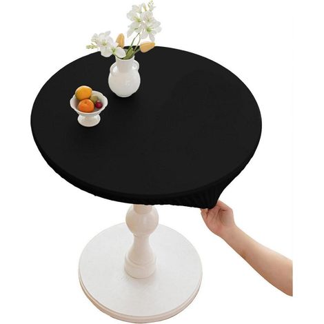 Nappe ronde Polyester 90cm Noir Imperméable & Anti-taches