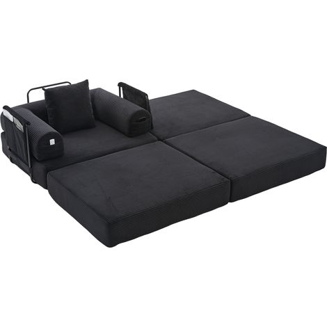 Fauteuil en velours côtelé avec structure métallique robuste et coussin ergonomique - Dimensions 112x95x67 cm, coloris naturel (1/5)