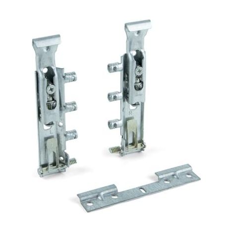 Emuca – Ferrure de suspension invisible pour modules hauts – Charge 65 kg – Acier zingué – Réglage latéral et en hauteur – 2 unités