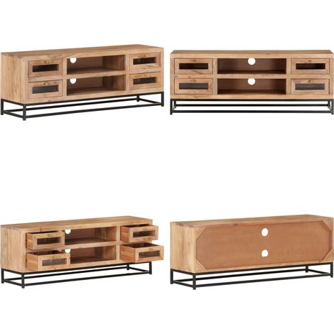 Mobile Porta TV 110x30x40 cm in Legno Massello di Acacia - Mobile per stereo - Mobile in acacia
