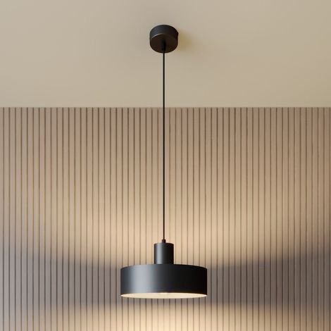 Suspension noire minimaliste métal Ø25 E27 Sigma Rif (1/2)