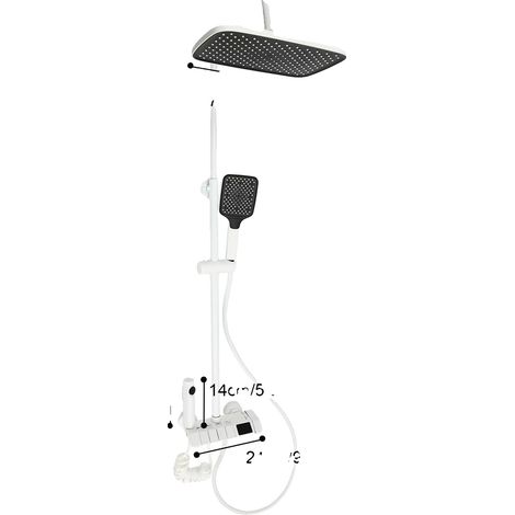 Sistema de ducha, control de temperatura dual, múltiples modos de rociado, blanco. (1/2)