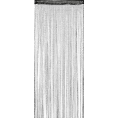 Rideau de porte anti-mouches noir – 100x200 cm – Paillettes avec fil argenté – Décoratif et pratique (1/5)