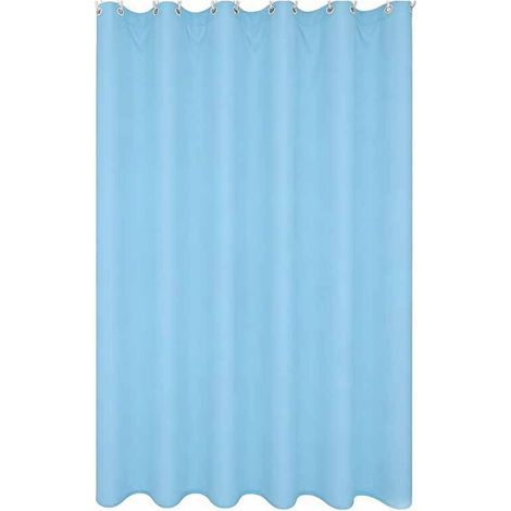 Rideau de douche bleu, rideau de douche en tissu lavable en machine avec œillets métalliques, 180 cm de large x 200 cm de haut, matériau PEVA, imperméable grâce à ses œillets à billes.