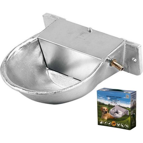 Abbeveratoio in Alluminio a Livello Costante per Cani. 18 x 22 x 13 cm. Include Fissaggio a Muro e Tappo di scarico