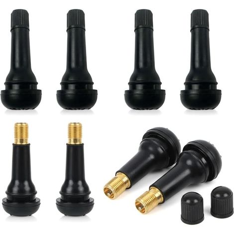 6 Valves en Caoutchouc TR414 - Noires - pour Voiture - Valve Snap-in - Compatible avec Voiture, Vélo, Moto et Tout-Terrain (1/5)
