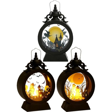 Lanterne Halloween LED, 3 Pièces Lanterne D'halloween Veilleuse, Decoration Halloween Exterieur Interieur A Suspendre, LED Lanterne D'halloween, Halloween Decoration Citrouille Fantome Veilleuse (1/5)