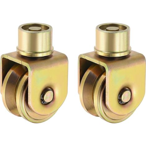 2.3 Inch Roues De Portail Coulissant, 2Pcs Poulie À Roulement À Gorge En V 360 Degrés Rotative Avec Support Pour Rail De Portail Coulissant Machine Industrielle, Or (1/5)