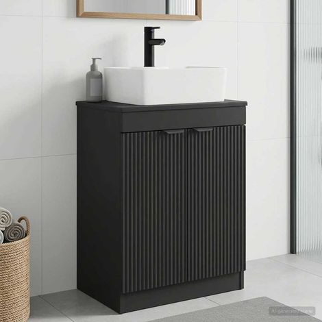 vidaXL Mobile da bagno con lavabo Nero 54 x 35 x 83 cm