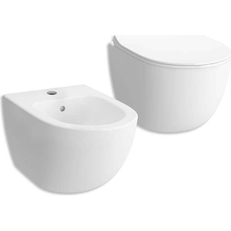 Vitra Sanitari wc e bidet sospesi serie Sento rimless bianco opaco ceramica bianca