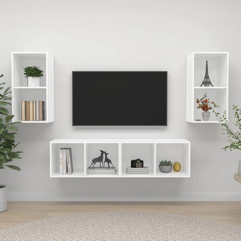 Meubles TV muraux 4 pcs Moderne - Meubles de rangement - Buffet Salon - Blanc Aggloméré Chic-533630 (1/5)