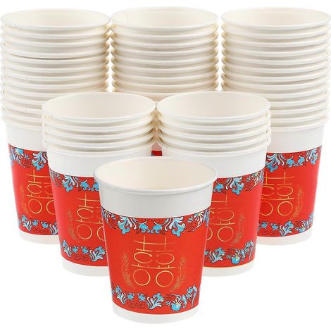 Gobelets en papier rouges jetables pour mariage chinois, lot de 50, compatibles avec les boissons de fête. (1/5)