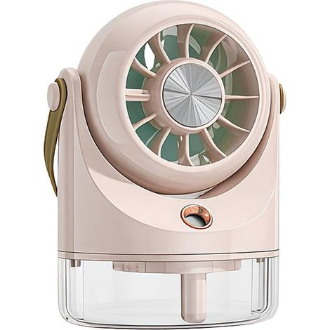 Mini ventilateur de bureau - Rafraîchissement estival - Ventilateur brumisateur USB à vitesses réglables - Utilisation intérieure/extérieure - Rose clair (1/4)