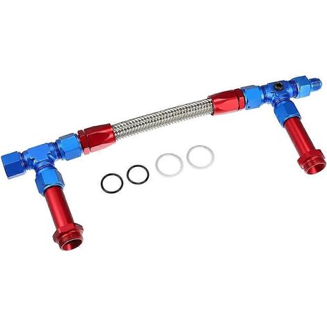 4150 Vergaser-Kraftstoffleitungssatz 8AN Doppel-Kraftstoffzuleitung auf 7/8-Zoll-Geflecht-Doppel-Einlass-Kraftstoffleitungssatz für Holley Blau & Rot (1/5)