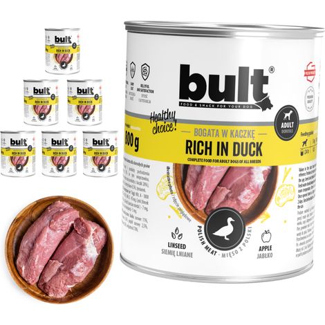 Cibo umido per cani BULT, gusto anatra, lattina da 6x800g (1/2)