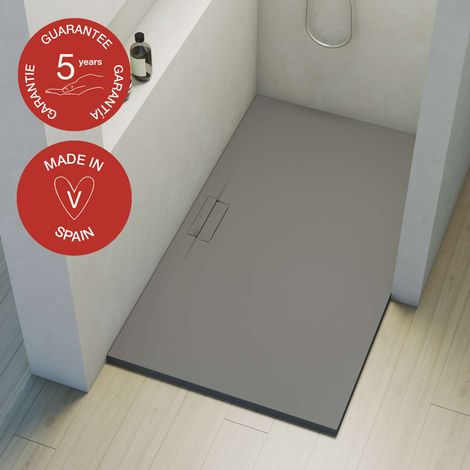 Receveur de douche Poalgi, extraplat, gris ciment, L.80 x l.160 cm, série Shile