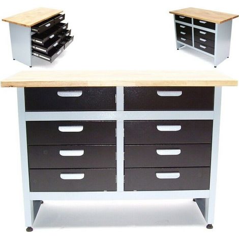 Werkbank Werktisch 8 Schubladen Montagewerkbank 06256 Schubladenschrank Werkzeug (1/5)