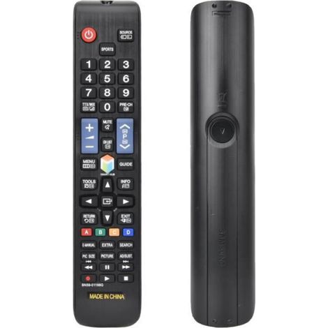 Télécommande Universelle - Pour TV Samsung - Référence BN59-01198Q - ABS Noir - 23 x 4 5 x 1 7 cm - 2 Piles AAA (1/4)