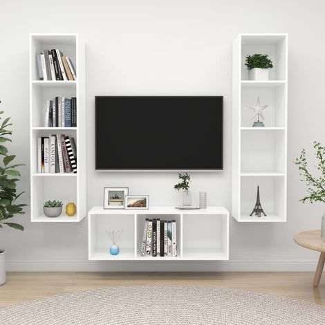 3 Piece TV Cabinet Set White Engineered Wood vidaXL (1/5)