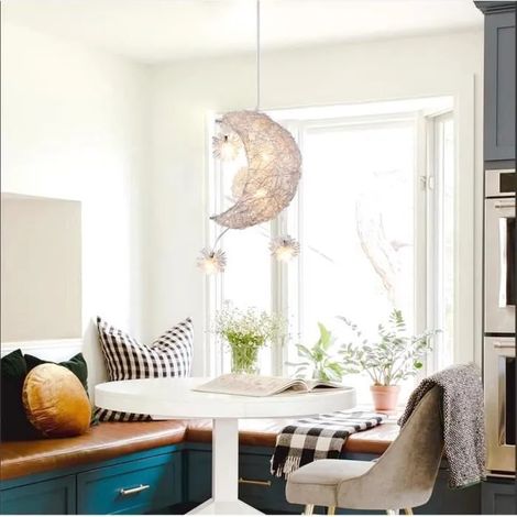 Lampe Suspension Moderne,LED Lustre Luminaire Industrielle en Lune Aluminium pour Enfant Chambre,1725CM,Blanc Chaud (1/4)