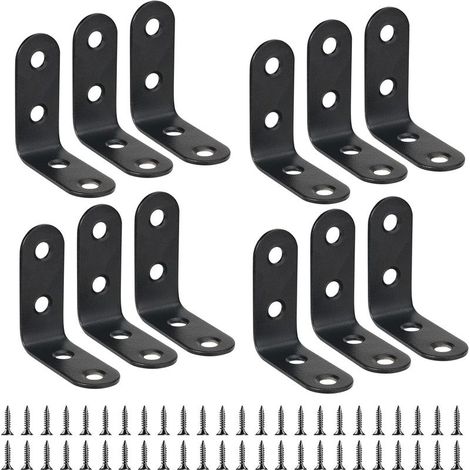 40mm x 40mm Fixing Bracket – Black Stainless Steel – Right Angle for Furniture and Shelves – High Load Capacity – 40mm x 40mm (1/5)