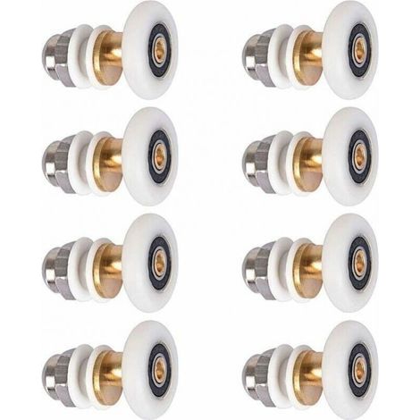 8 Pièces Roulette Porte Douche, Roulettes de Porte Coulissante Cabine de Douche Porte Poulies Roue de Rechange pour Rouleau avec Diamètre de Roues 25mm (1/5)