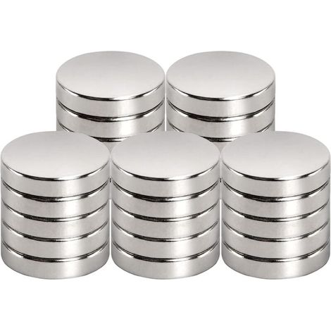 Neodym-Magnet 15 mm x 3 mmMagnetkraft bis zu 18 A4-BlätterDreischichtige Nickel-Kupfer-BeschichtungPackung mit 25 Stück