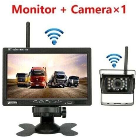 Camera de recul sans fil pour vehicule moniteur LCD de 7 pouces pour camion, Bus, RV, remorque, excavateur 12V-24V Etanche IP67 Angle 120��,