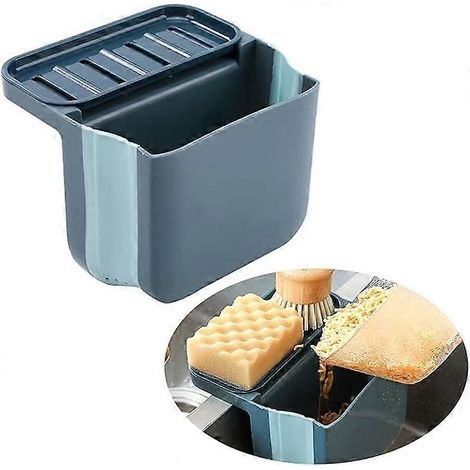 Passoire d évier multifonctionnelle et pliable pour filtrer les déchets de cuisine laver fruits légumes bleue (1/5)
